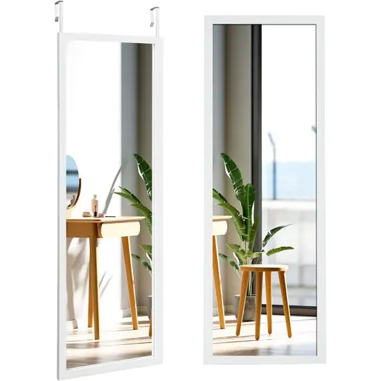 47.5" Full Length Bedroom Mirror with MDF Frame and Adjuatbale Hook for Over Door or Wall Mount Black {7}