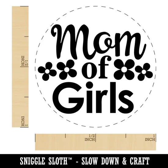Mom of Girls Mother's Day Flowers Self-Inking Rubber Stamp Crafting Planners Orange {1}