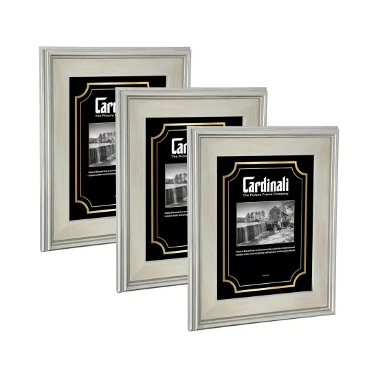 Cardinali Plein Air, Silver 8x10" Picture Frame with Acrylic Glazing & Cardboard Backing, for Photography or Canvas Frame, 3 Wide Moulding, 1/2 Rabbet Depth, D-Ring Hangers Included {1}