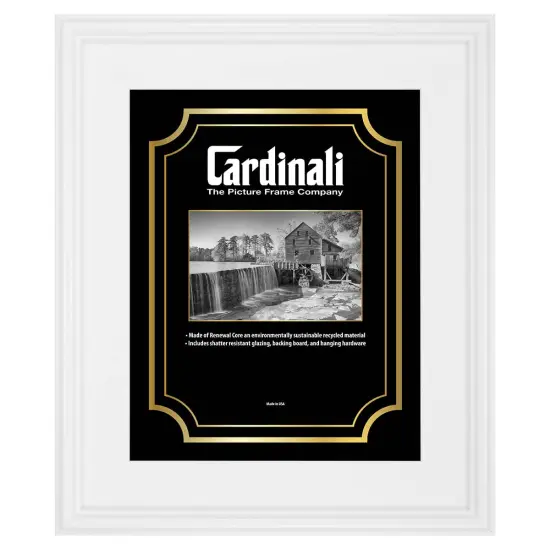 Cardinali Plein Air, White 9x12" Picture Frame with Acrylic Glazing & Cardboard Backing, for Photography or Canvas Frame, 3 Wide Moulding, 1/2 Rabbet Depth, D-Ring Hangers Included {1}