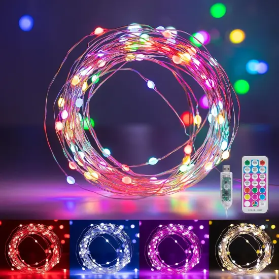 Fairy Lights Color Changing - 33FT 100 LED String Lights with Remote,11 Modes, USB Fairy Lights Indoor {1}