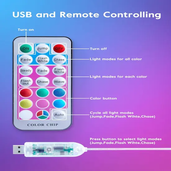 Fairy Lights Color Changing - 33FT 100 LED String Lights with Remote,11 Modes, USB Fairy Lights Indoor {6}