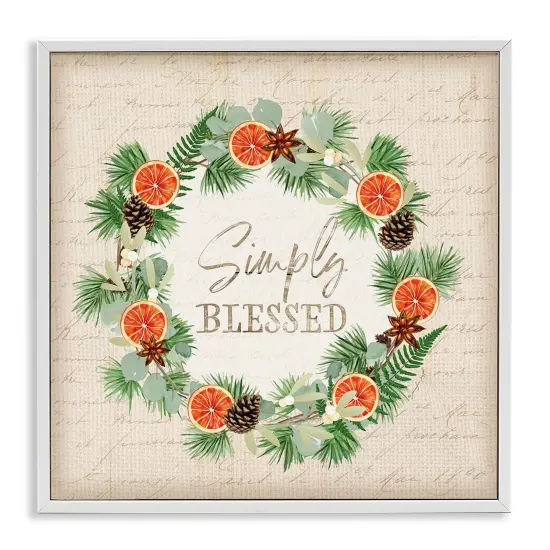 Simply Blessed Botanical Wreath Framed Giclee Art Gray {7}