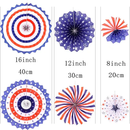 Independence Day Party Hanging Paper Fans Decorations(12pc) {2}