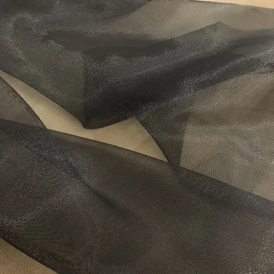 1 Yard Black Crystal Organza Fabric Sheer Shiny Lightweight Polyester 58/59 inches wide {1}