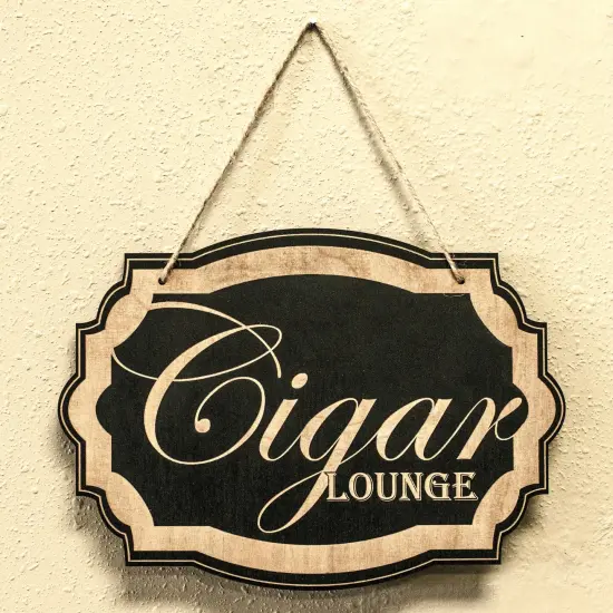Cigar Lounge - Black Door Sign 7x10in {5}