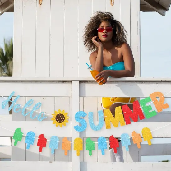 Summer Decorations Colorful Hello Summer Banner Ice Cream {5}