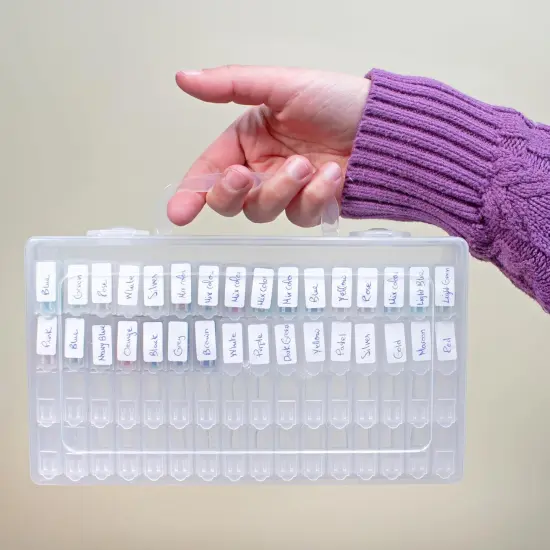 The Beadsmith Personality Case - Clear Storage Carrying Case 8.5 x 5 inches - and 64 flip top Boxes 1 x 2 inches Each, Includes Labels, for organizing and Storage {5}