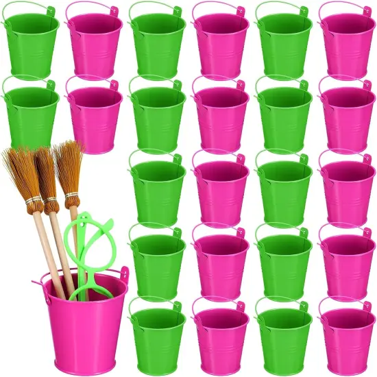 24 Pack Small Metal Buckets - Witch Party Favor {1}