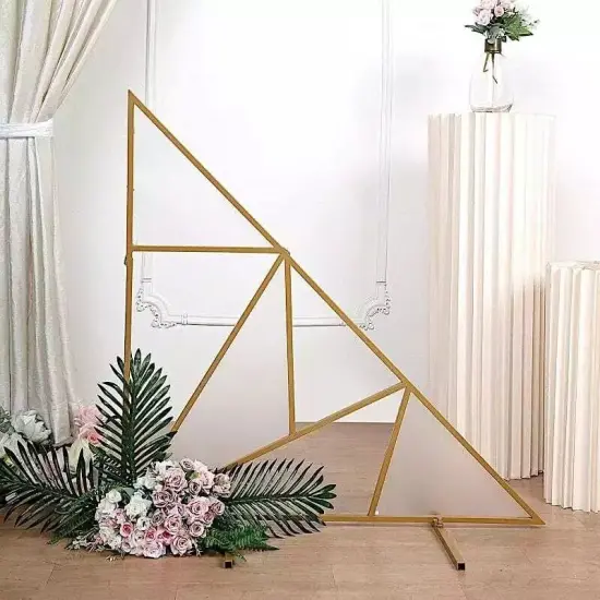 3 feet Gold Triangle Geometric Metal Wedding Arch Backdrop Stand Decorations {3}
