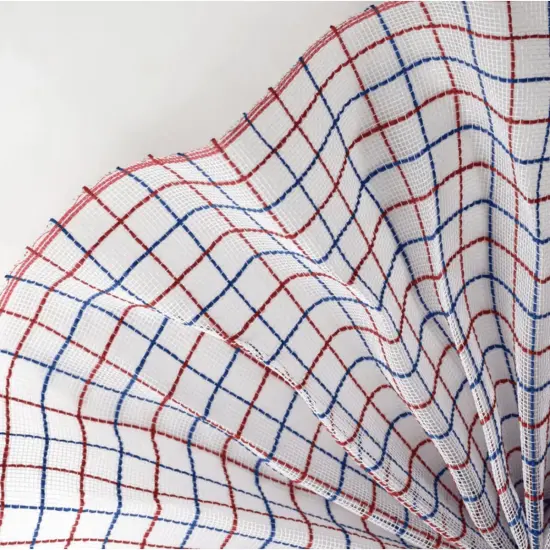 10" Fine Weave Faux Jute Check Mesh Ribbon: Patriotic {2}