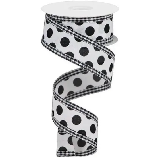 1.5" Medium Polka Dots Gingham Edge: White & Black (10 Yards) {1}