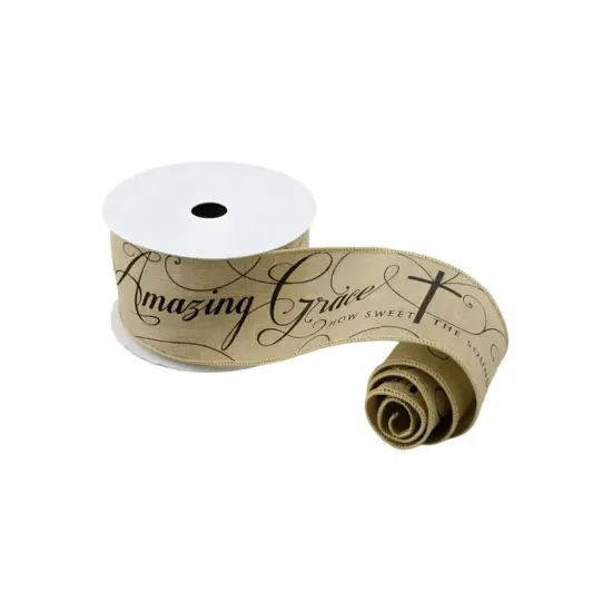 2.5" Amazing Grace Ribbon: Beige & Black (10 Yards) {2}