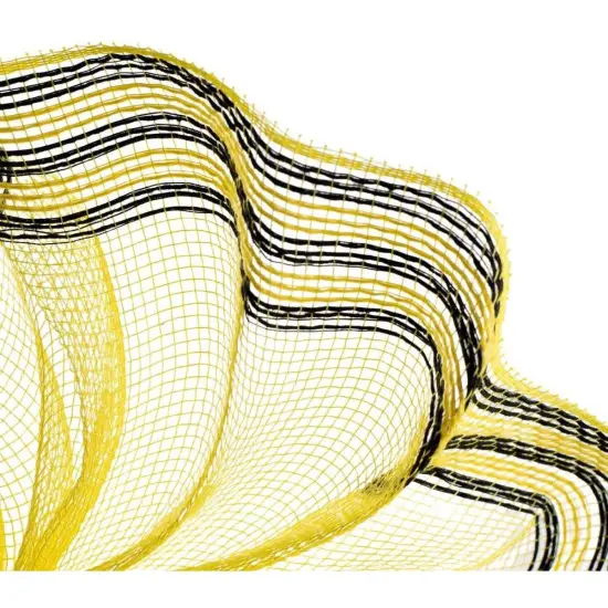 10.5" Border Stripe Metallic Mesh Ribbon: Yellow/Black (10 Yards) {3}