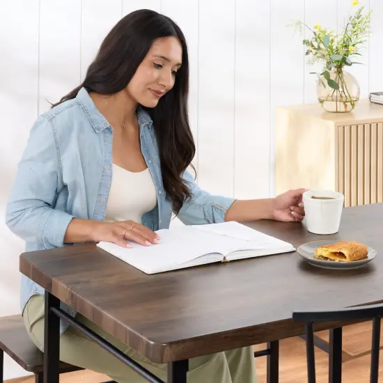 Best Choice Products 4-Piece Dining Kitchen Table Set w/ 2 Spindle-Back Chairs, Bench Dark Brown {4}