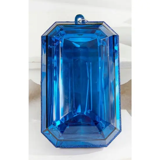 8" Acrylic Rectangle Jewel Ornament: Blue {2}