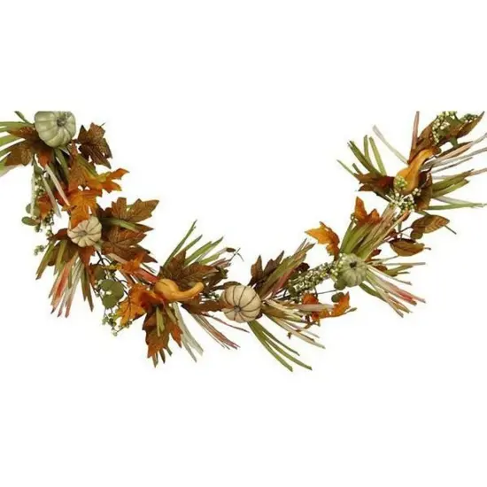 5' Pumpkin Gourd Berry Leaf Fall Garland {1}