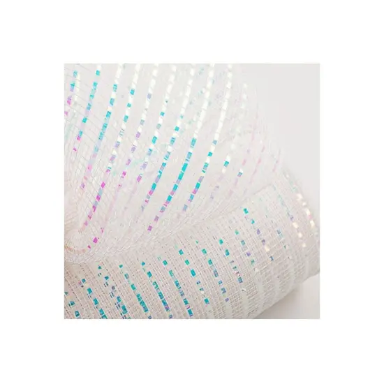 10" Iridescent Foil Mesh Ribbon: White (10 Yards) {5}