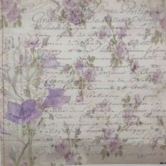 Wildflower Script Designer Printed AIDA Fabric. Canvas for embroidery with an applied backgroundKF-1274A {1}