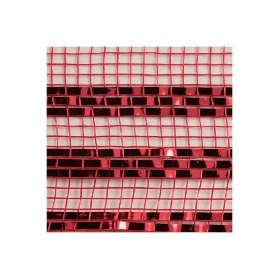 10" Border Stripe Metallic Mesh Ribbon: Red (10 Yards) {2}