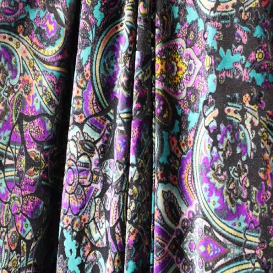 1 Yard Teal and Purple Paisley Fabric Multipurpose {1}