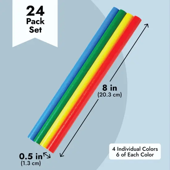 Juvale 24 Pack Bulk Rhythm Sticks for Kids Ages 3-14, 8-Inch Wooden Lummi Stick Music Toys, Classroom Preschool Percussion Instruments, 4 Colors {5}