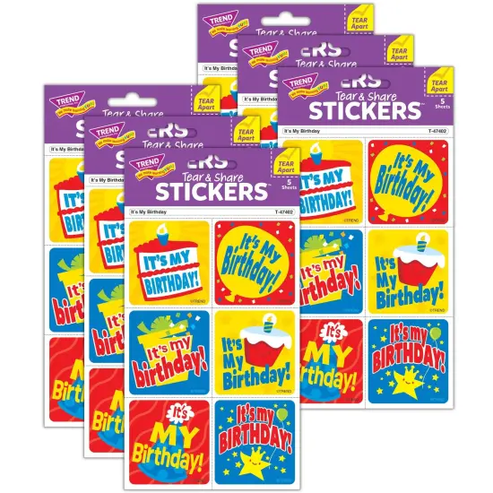 It's My Birthday Tear & Share Stickers&reg;, 30 Per Pack, 6 Packs {1}