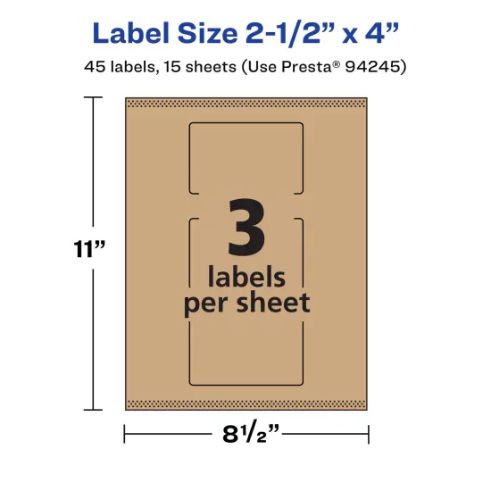 Avery Kraft Brown Rectangle Labels with Sure Feed, 2.5" x 4" {5}