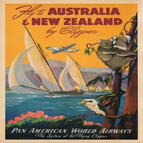 Australia - New Zealand - Vintage Pan Am Travel Poster Prints {2}