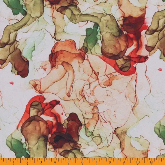 Mook Fabrics Smoke Print Cotton Fabric [108 in. Wide] - By The Yard Green/Red {4}