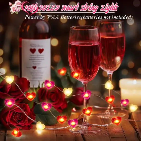 Heart String Lights, 10FT 30 LED Heart Shaped Fairy Lights Battery Operated Room Decor Mothers Day Decor for Home Bedroom Wedding Anniversary Party {6}