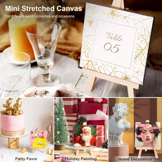 Mini Canvas & Easel Set &ndash; 12 Pack with Display Stands (3"x3" with Easel) {5}