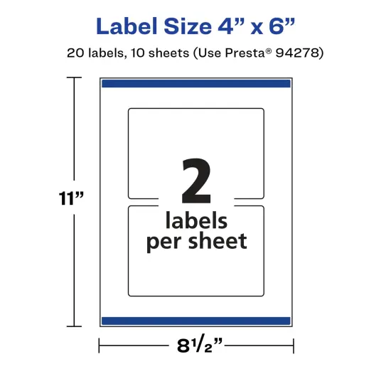 Avery Glossy White Rectangle Labels with Sure Feed, 4" x 6" {5}