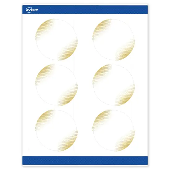 Avery Printable Round Labels with Sure Feed Technology, Pre-Printed Gold Blush Pattern, Matte White, 3" Diameter, Laser & Inkjet Compatible, 60 Total, Great for Branding, Marketing, and Events {1}