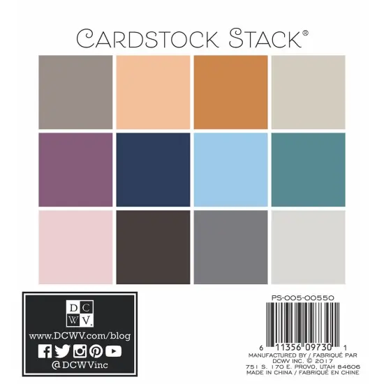 DCWV Single-Sided Cardstock Stack 6"X6" 48/Pkg-Neutrals, 12 Solid Colors/4 Each {3}