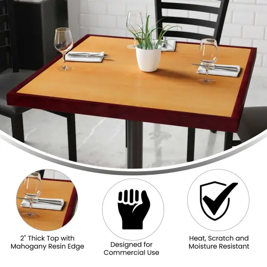 Emma and Oliver 36" Square 2-Tone High-Gloss Resin Table Top with 2" Thick Drop-Lip Cherry/Mahogany {4}