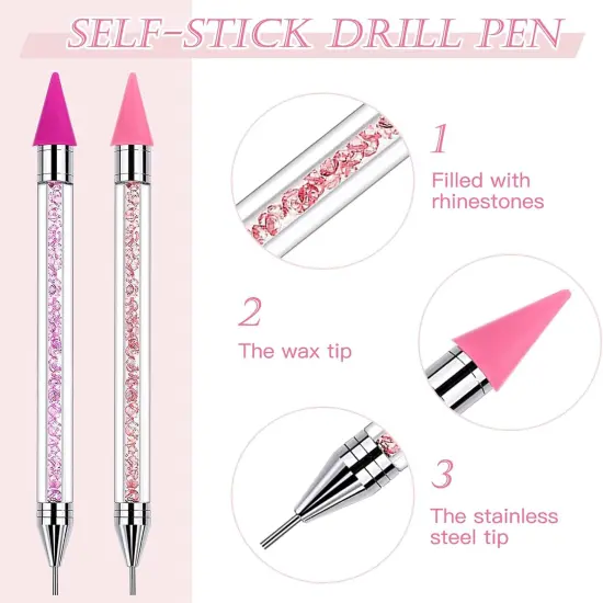 2 PCS Wax Pen, Diamond Painting Pens No Wax Needed Self-Stick Drill Pens, Diamond Art Pens for DIY Crafts Painting Cross-Stitch Nail Art {3}