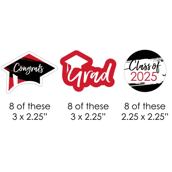 Big Dot of Happiness Red 2025 Graduation Party - DIY Shaped Cut-Outs - 24 Count {3}