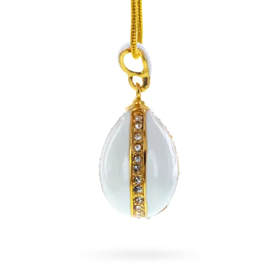 White Enamel Royal Egg Pendant Necklace {4}