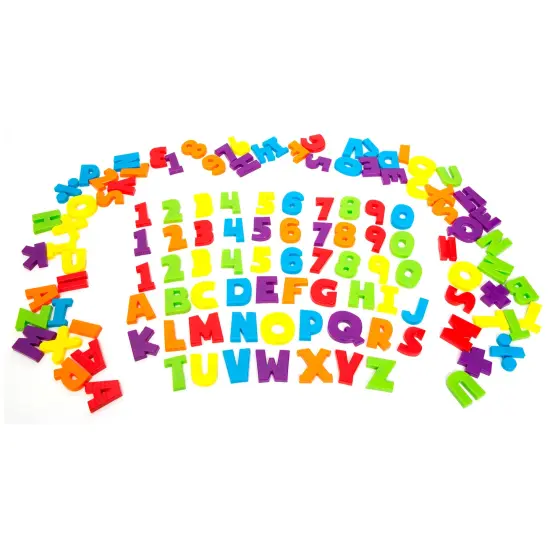 Boley: Magnetic Capital Letters & Numbers - 120pc Playset - Assorted Bright & Bold Magnet Colors, Travel Tube, ABC & Math Educational Toy, Kids Age 3+ {1}