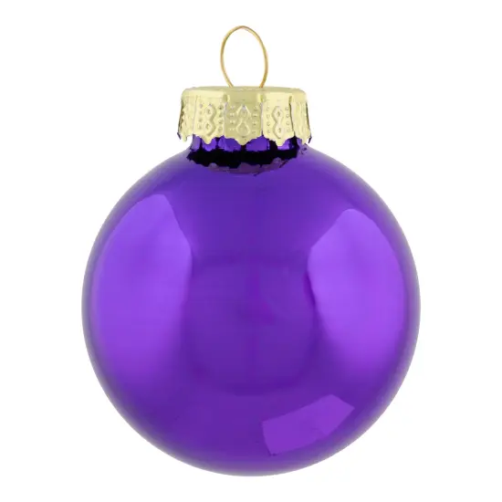 Northlight Shiny and Matte Purple Glass Ball Christmas Ornaments - 1.5" (40mm) - Purple - 10ct {6}