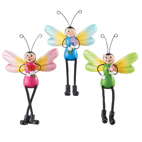 Collections Etc Hand-Painted Firefly Sitters with Posable Legs - Set of 3 {2}