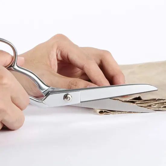 8" Professional Heavy Duty Tailor Fabric Scissors, Dressmaker Sewing Classic Stainless Steel Ultra Sharp Forged Shears, Bent {5}