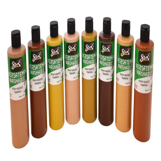 Sax Versatemp Washable Heavy-Bodied Tempera Paint, 1 Pint Bottles, Skin Tone Colors, Set of 8 {1}