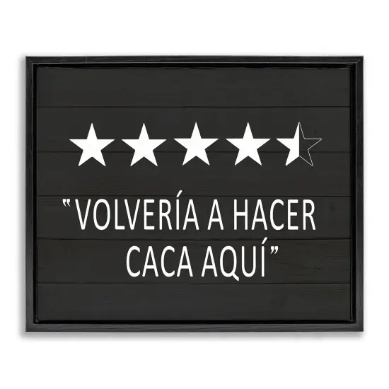 Stupell Industries Ba&ntilde;o Cinco Estrellas Framed Floater Canvas Wall Art Brown Floater Frame {7}