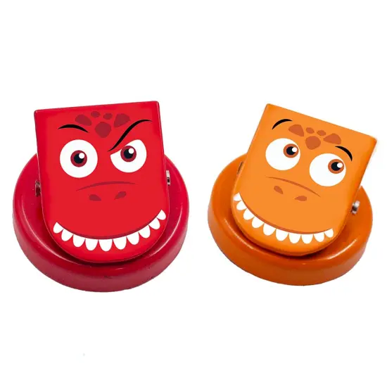 Junior Learning: Clever Clips - Dinos - 4pc Fun Pack, Strong Magnetic Back, Colorful Dinosaur Face Clips, Fridges & Magnetic Boards, Home & School {7}