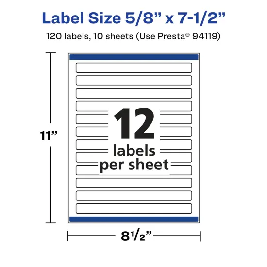 Avery Glossy Clear Rectangle Labels with Sure Feed, 5/8" x 7-1/2" {5}