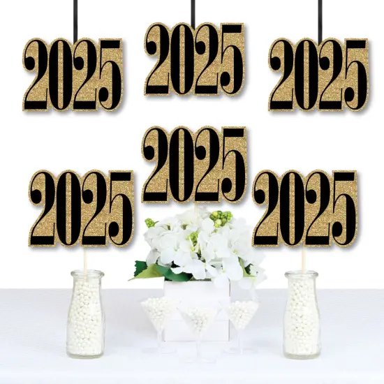 Big Dot of Happiness 2025 Gold Graduation Decorations - DIY Party Essentials - Set of 20 {1}