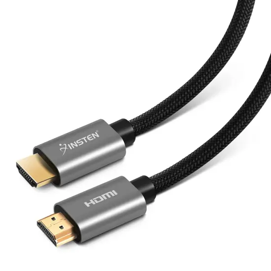 Insten - 6 Feet HDMI Male to Male Cable, 2.1 Version, 8K 60Hz, 48Gbps, Gold Connectors, Nylon Braided, Black {5}