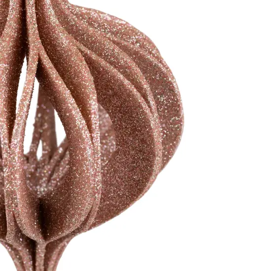 Northlight Champagne Pink Open Cut Glitter Onion Shatterproof Christmas Ornament 5" (127mm) Gold {7}